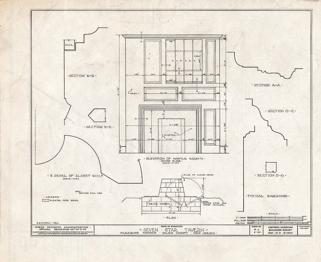 Blueprint HABS NJ,17-WOOTO.V,1- (Sheet 18 of 19) - Seven Star Tavern, Woodstown, Salem County, NJ