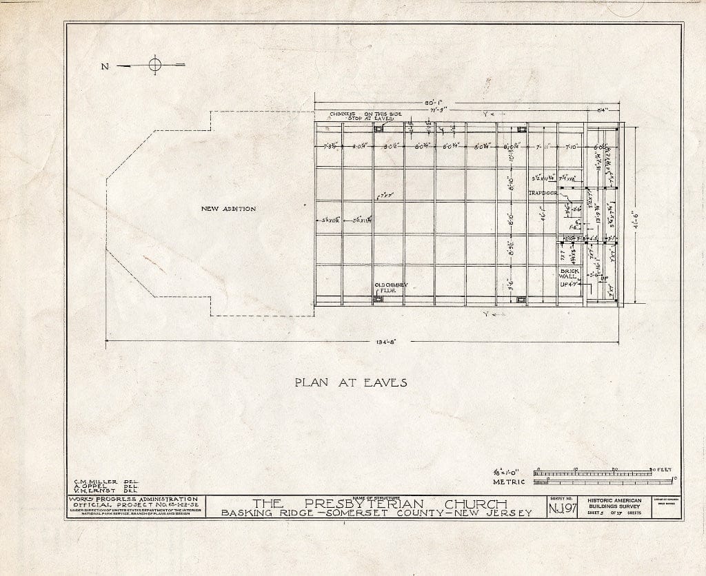 Blueprint HABS NJ,18-BASK,1- (Sheet 3 of 17) - Presbyterian Church, Finley Avenue, Basking Ridge, Somerset County, NJ