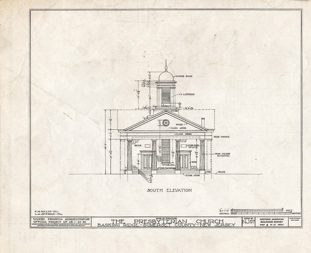 Blueprint HABS NJ,18-BASK,1- (Sheet 4 of 17) - Presbyterian Church, Finley Avenue, Basking Ridge, Somerset County, NJ