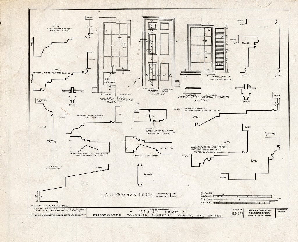 Blueprint HABS NJ,18-BOUB.V,4- (Sheet 13 of 17) - Smock-Hodge House, Bound Brook, Somerset County, NJ
