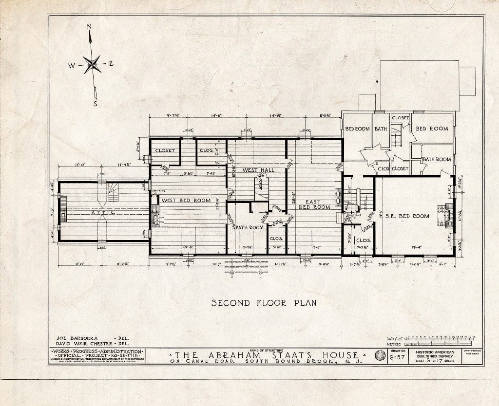 Blueprint HABS NJ,18-BOUBS,1- (Sheet 3 of 17) - Abraham Staats House, Canal Road (165 Main Street), South Bound Brook, Somerset County, NJ
