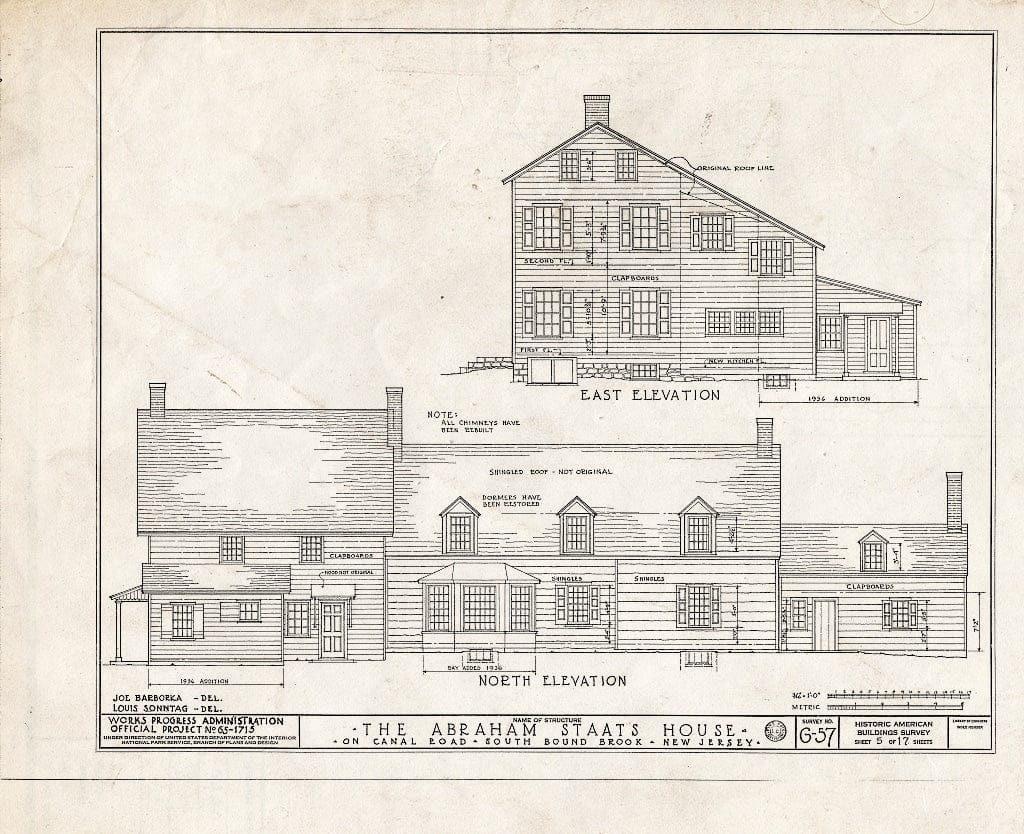 Blueprint HABS NJ,18-BOUBS,1- (Sheet 5 of 17) - Abraham Staats House, Canal Road (165 Main Street), South Bound Brook, Somerset County, NJ