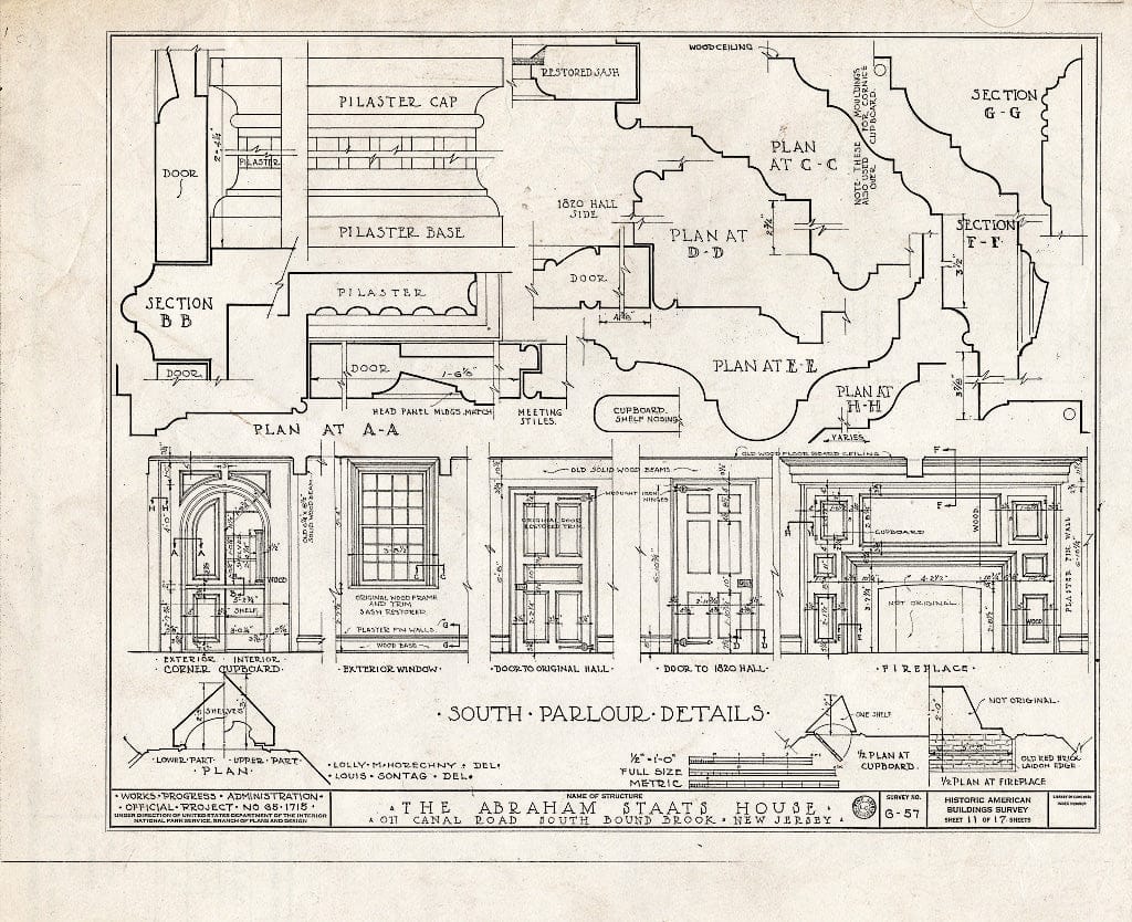 Blueprint HABS NJ,18-BOUBS,1- (Sheet 11 of 17) - Abraham Staats House, Canal Road (165 Main Street), South Bound Brook, Somerset County, NJ