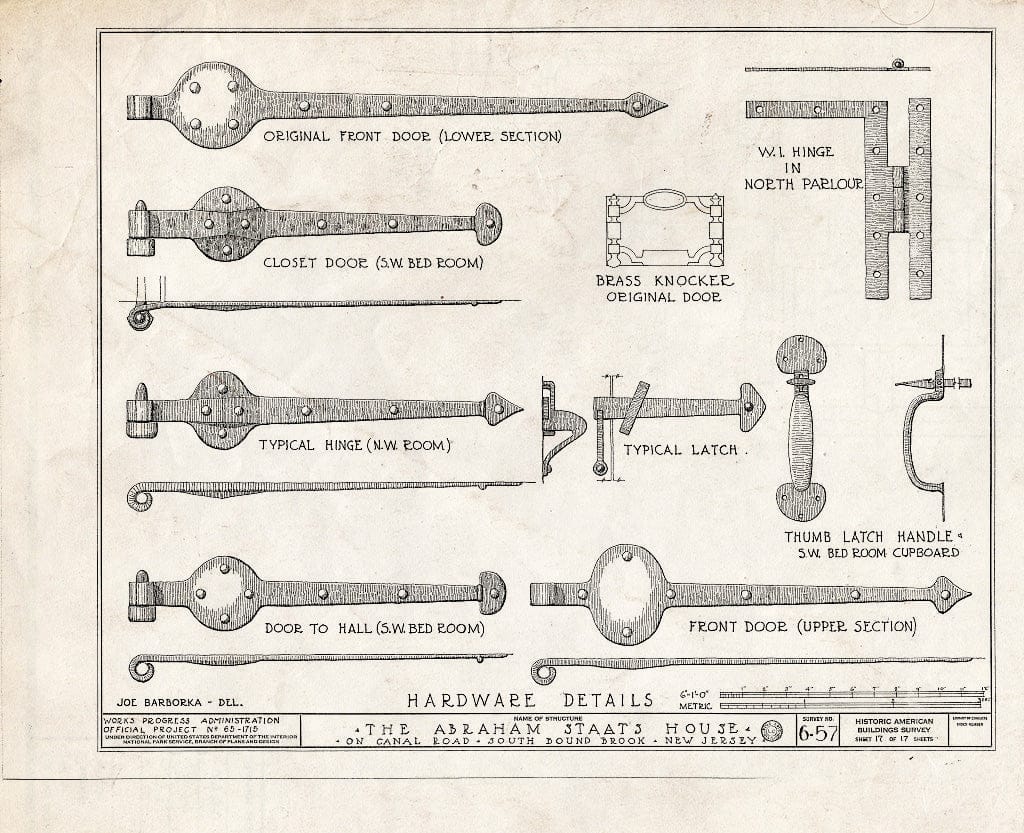 Blueprint HABS NJ,18-BOUBS,1- (Sheet 17 of 17) - Abraham Staats House, Canal Road (165 Main Street), South Bound Brook, Somerset County, NJ