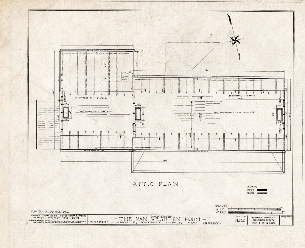 Blueprint HABS NJ,18-FIND.V,1- (Sheet 4 of 12) - Van Veghten House, Finderne, Somerset County, NJ