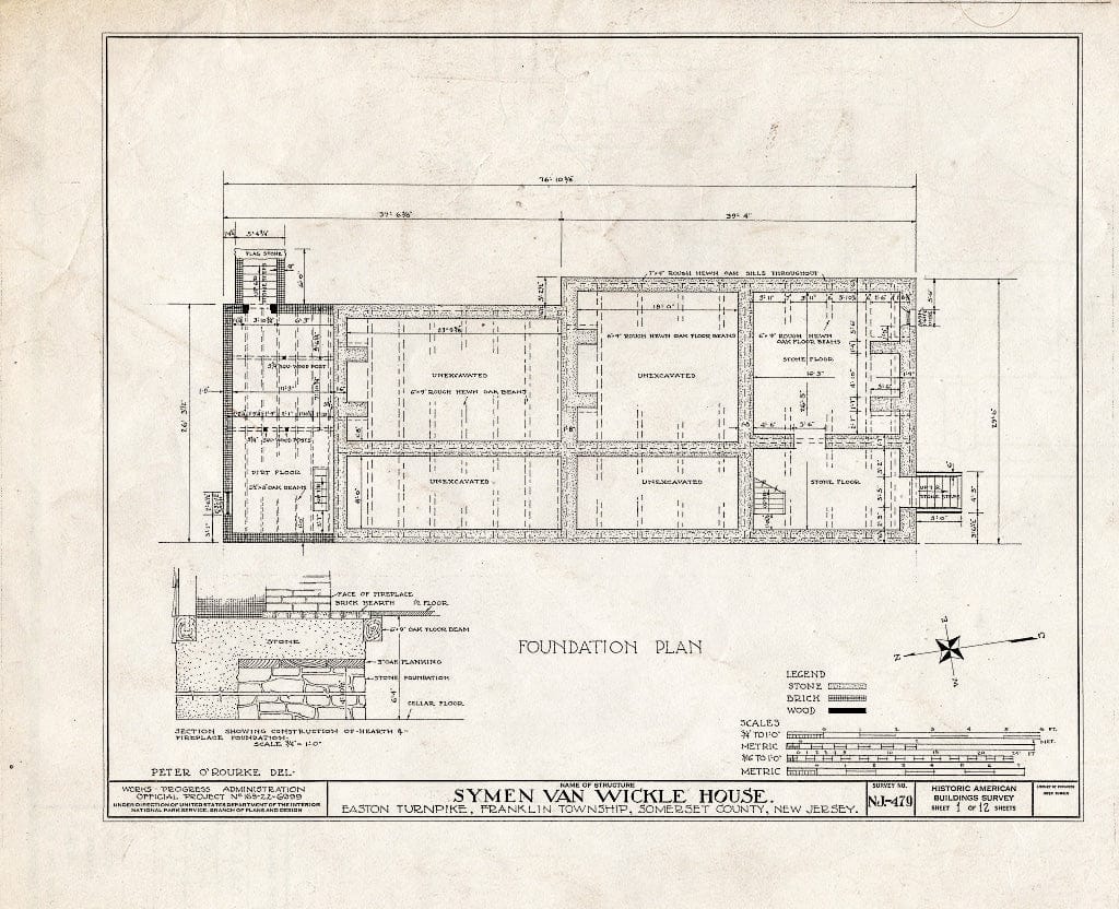 Blueprint HABS NJ,18-BOUB.V,1- (Sheet 1 of 12) - Symen Van Wickle House, Easton Turnpike, New Brunswick, Middlesex County, NJ