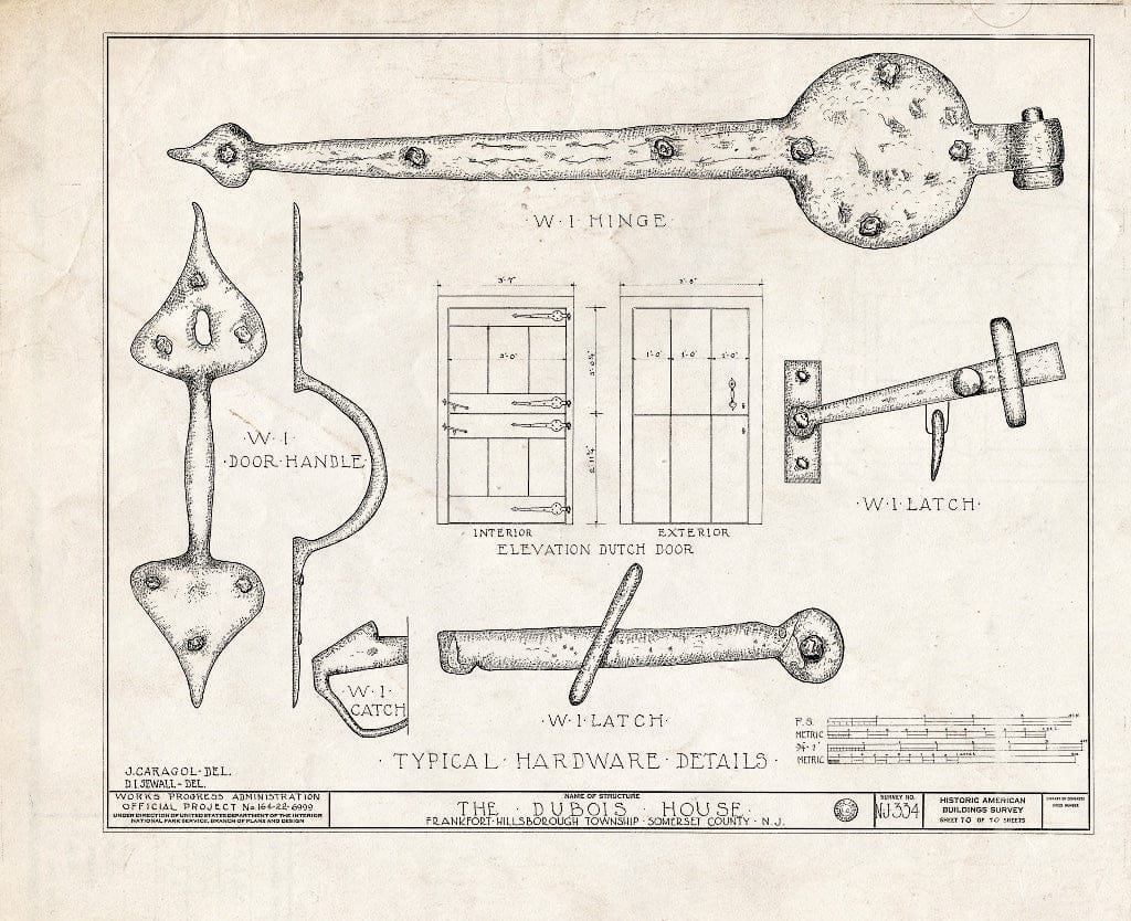 Blueprint HABS NJ,18-FRAFO,1- (Sheet 10 of 10) - Abraham Du Bois House, Frankfort, Somerset County, NJ