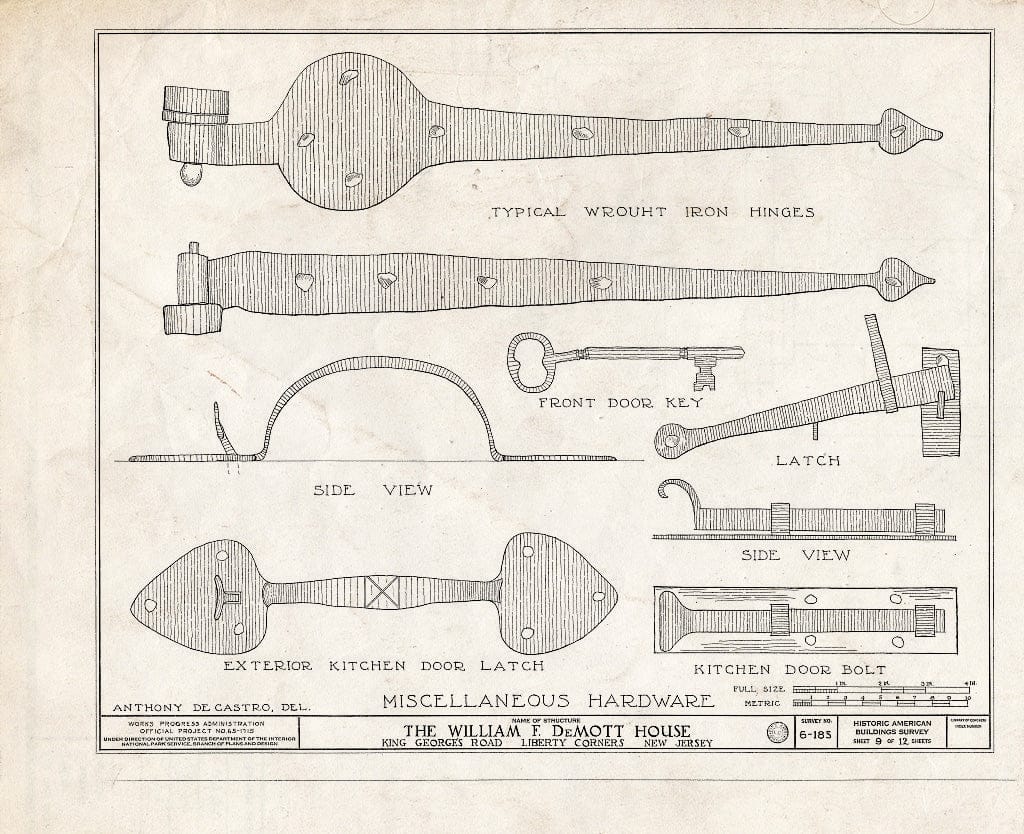 Blueprint HABS NJ,18-LIBCO,1- (Sheet 9 of 12) - William F. De Mott House, Valley Road, Liberty Corner, Somerset County, NJ