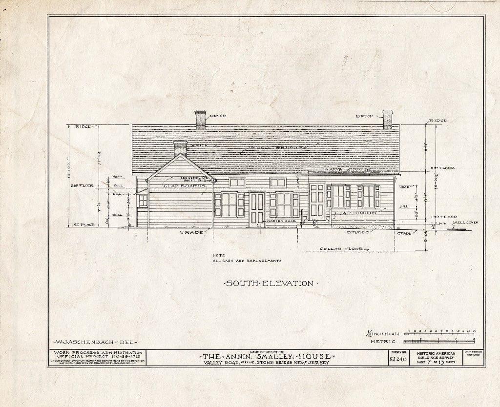 Blueprint HABS NJ,18-LIBCO.V,1- (Sheet 7 of 13) - Annin-Smalley House, Valley Road, Liberty Corner, Somerset County, NJ