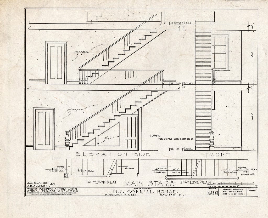 Blueprint HABS NJ,18-RAR,2- (Sheet 16 of 27) - Cornell Homestead, Somerset Street, Raritan, Somerset County, NJ