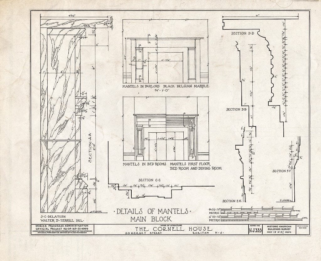 Blueprint HABS NJ,18-RAR,2- (Sheet 18 of 27) - Cornell Homestead, Somerset Street, Raritan, Somerset County, NJ