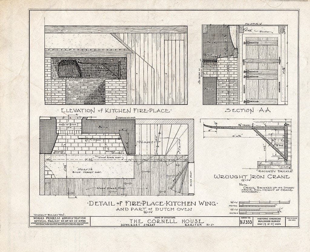 Blueprint HABS NJ,18-RAR,2- (Sheet 19 of 27) - Cornell Homestead, Somerset Street, Raritan, Somerset County, NJ