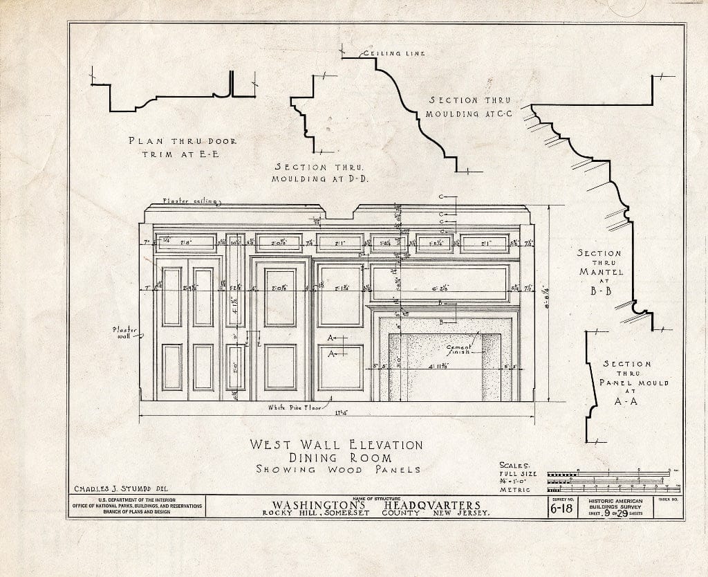 Blueprint HABS NJ,18-ROHI,1- (Sheet 9 of 29) - Judge John Berrien House, Rocky Hill Road, Rocky Hill, Somerset County, NJ