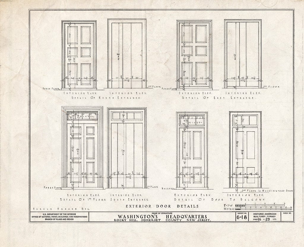 Blueprint HABS NJ,18-ROHI,1- (Sheet 16 of 29) - Judge John Berrien House, Rocky Hill Road, Rocky Hill, Somerset County, NJ