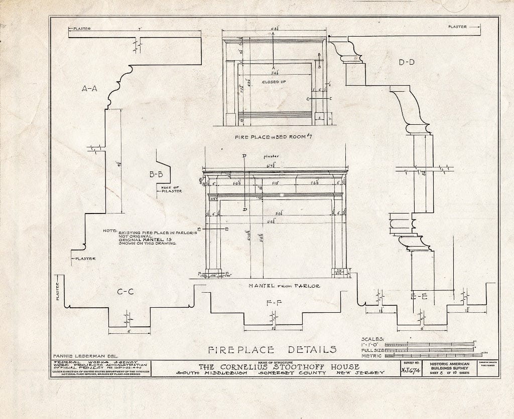 Blueprint HABS NJ,18-MID.V,3- (Sheet 8 of 10) - Cornelius Stoothoff House, County Road 31, Middlebush, Somerset County, NJ