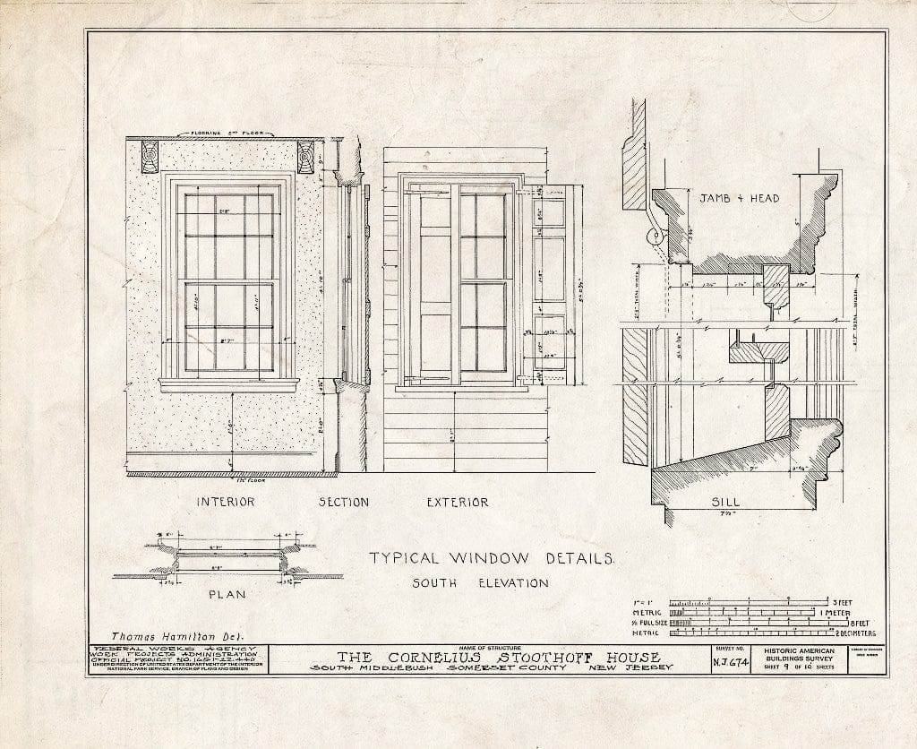Blueprint HABS NJ,18-MID.V,3- (Sheet 9 of 10) - Cornelius Stoothoff House, County Road 31, Middlebush, Somerset County, NJ