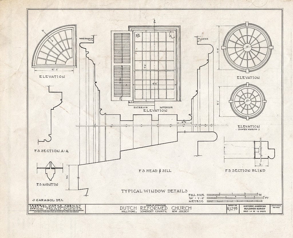 Blueprint HABS NJ,18-MIL,2- (Sheet 10 of 13) - Dutch Reformed Church, Amwell Road & Main Street, Millstone, Somerset County, NJ