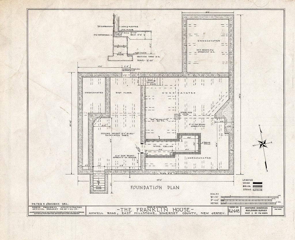 Blueprint HABS NJ,18-Mile,1- (Sheet 1 of 16) - Van Liew House, Amwell Road, East Millstone, Somerset County, NJ
