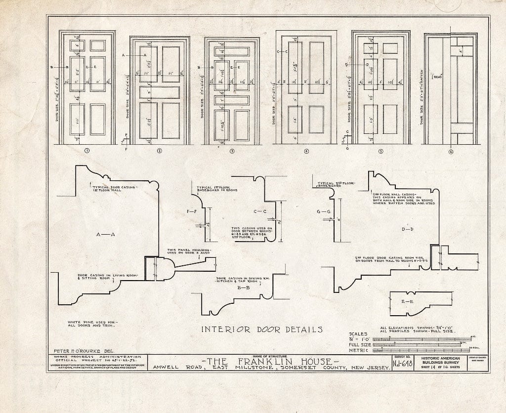 Blueprint HABS NJ,18-Mile,1- (Sheet 14 of 16) - Van Liew House, Amwell Road, East Millstone, Somerset County, NJ