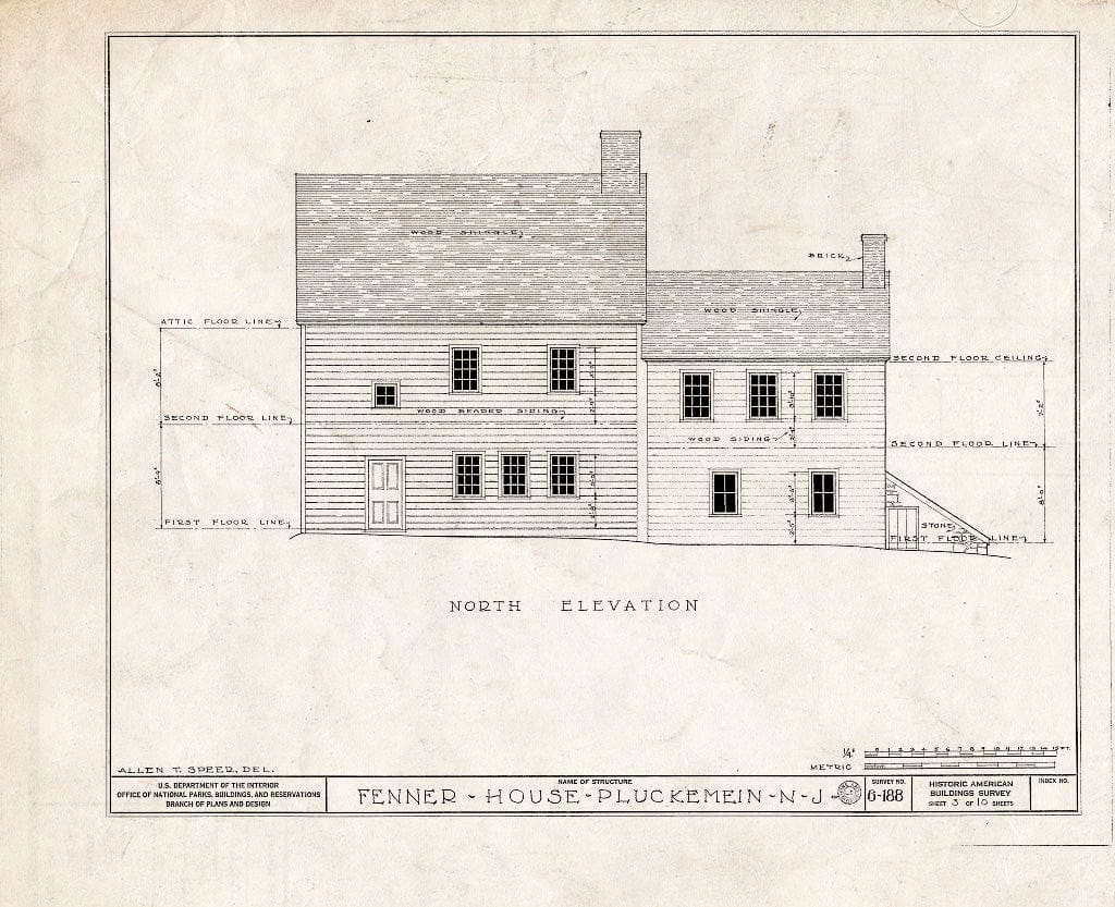 Blueprint HABS NJ,18-PLUK,1- (Sheet 3 of 10) - John Fenner House, Pluckemin, Somerset County, NJ