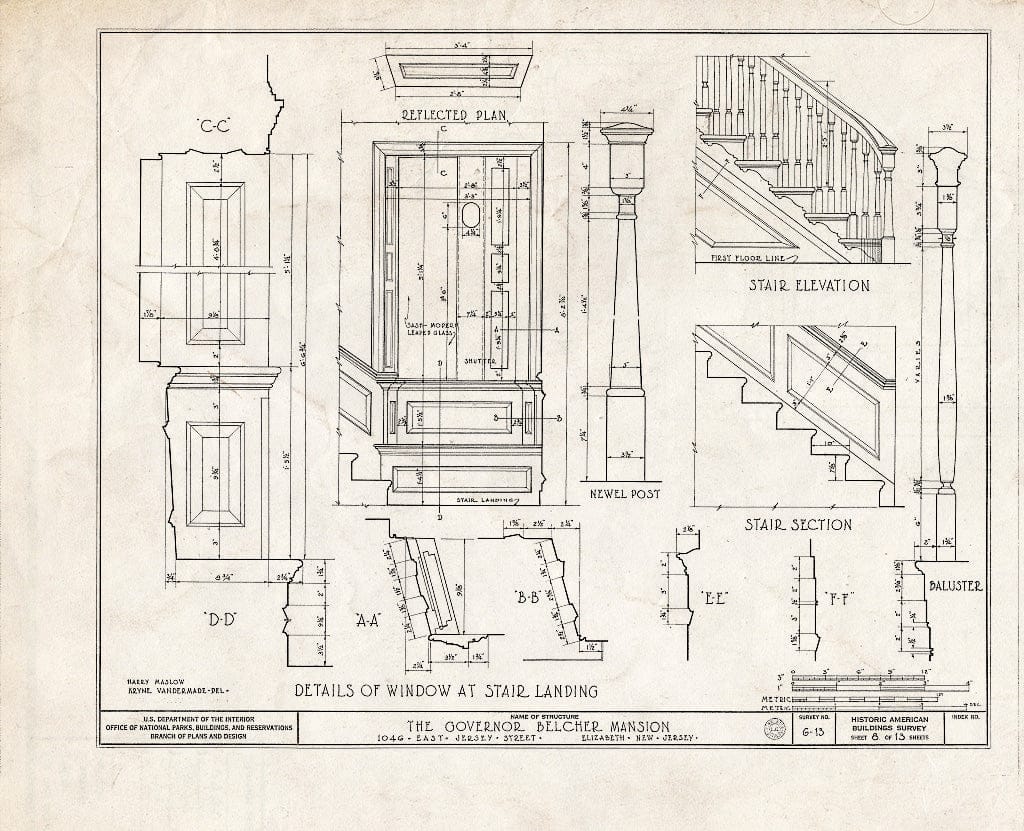 Blueprint HABS NJ,20-ELI,6- (Sheet 8 of 13) - Governor Belcher Mansion, 1046 East Jersey Street, Elizabeth, Union County, NJ