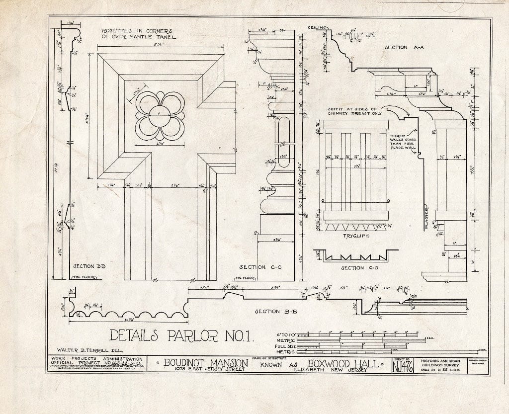 Blueprint HABS NJ,20-ELI,11- (Sheet 10 of 35) - Boudinot Mansion, 1073 East Jersey Avenue, Elizabeth, Union County, NJ