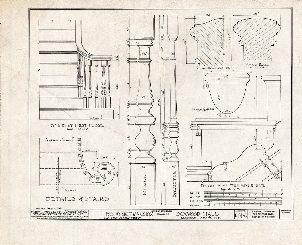 Blueprint HABS NJ,20-ELI,11- (Sheet 23 of 35) - Boudinot Mansion, 1073 East Jersey Avenue, Elizabeth, Union County, NJ