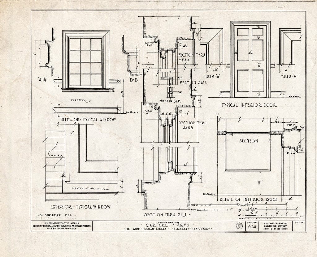 Blueprint HABS NJ,20-ELI,7- (Sheet 9 of 10) - Carteret Arms, 16 South Broad Street, Elizabeth, Union County, NJ