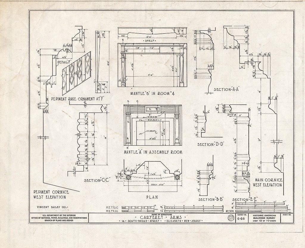 Blueprint HABS NJ,20-ELI,7- (Sheet 10 of 10) - Carteret Arms, 16 South Broad Street, Elizabeth, Union County, NJ