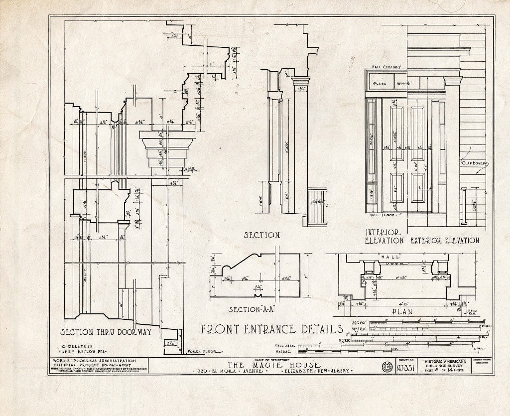 Blueprint HABS NJ,20-ELI,9- (Sheet 8 of 14) - Magie House, 330 Elmora Avenue, Elizabeth, Union County, NJ