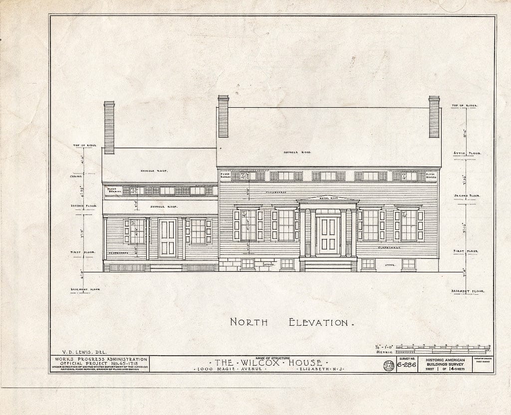 Blueprint HABS NJ,20-ELI,8- (Sheet 1 of 14) - Wilcox House, 1000 Magie Avenue, Elizabeth, Union County, NJ