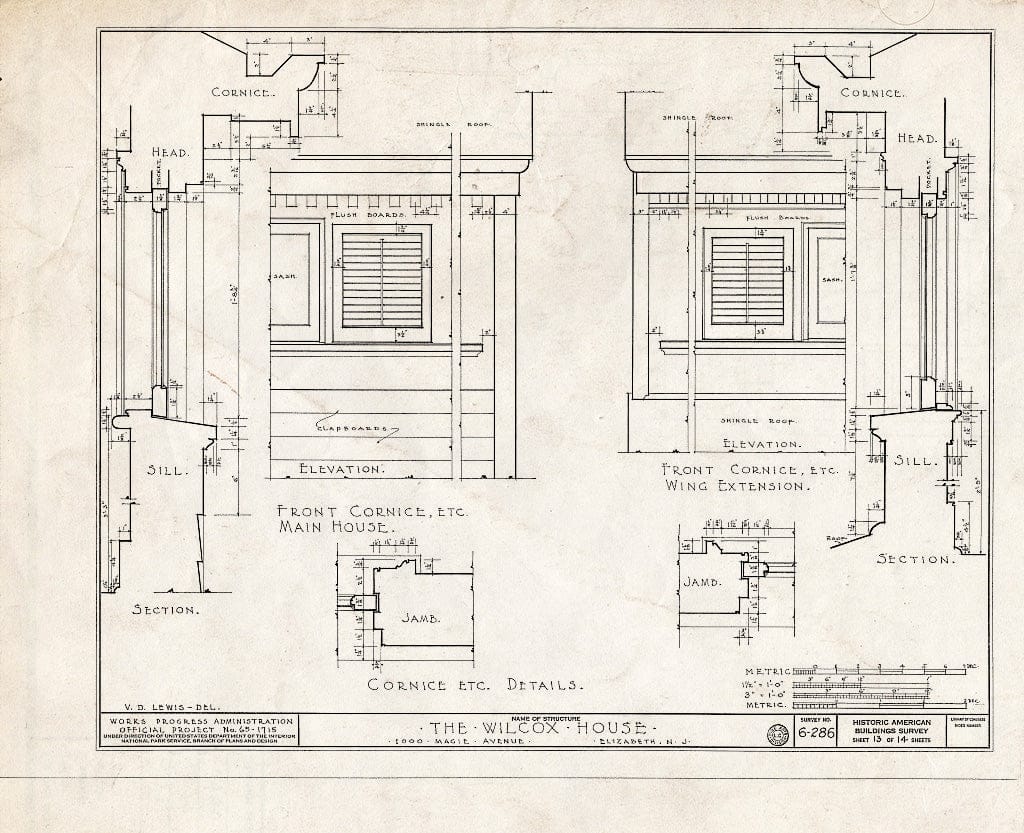 Blueprint HABS NJ,20-ELI,8- (Sheet 13 of 14) - Wilcox House, 1000 Magie Avenue, Elizabeth, Union County, NJ