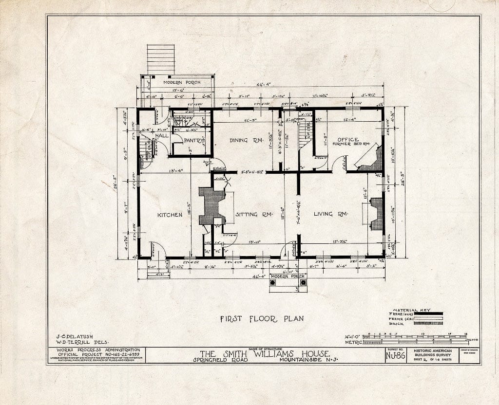 Blueprint HABS NJ,20-MOUSI,1- (Sheet 2 of 16) - Smith Williams House, Springfield Road, Mountainside, Union County, NJ