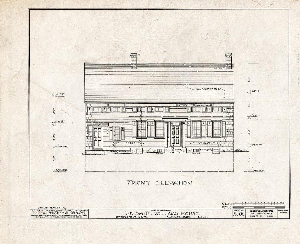 Blueprint HABS NJ,20-MOUSI,1- (Sheet 5 of 16) - Smith Williams House, Springfield Road, Mountainside, Union County, NJ