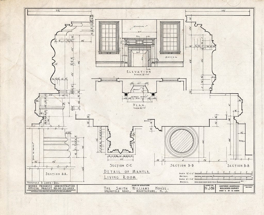 Blueprint HABS NJ,20-MOUSI,1- (Sheet 9 of 16) - Smith Williams House, Springfield Road, Mountainside, Union County, NJ