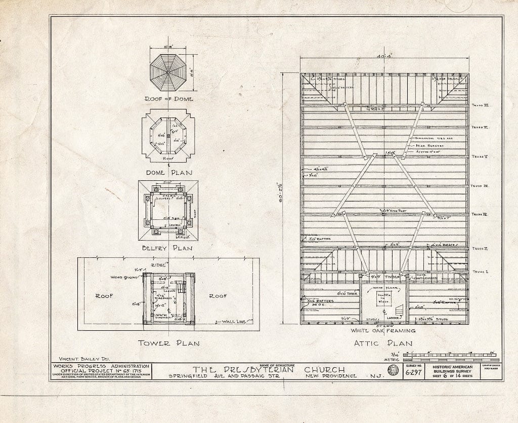 Blueprint HABS NJ,20-NEWP,1- (Sheet 6 of 14) - Presbyterian Church, Springfield Avenue & Passaic Street, New Providence, Union County, NJ