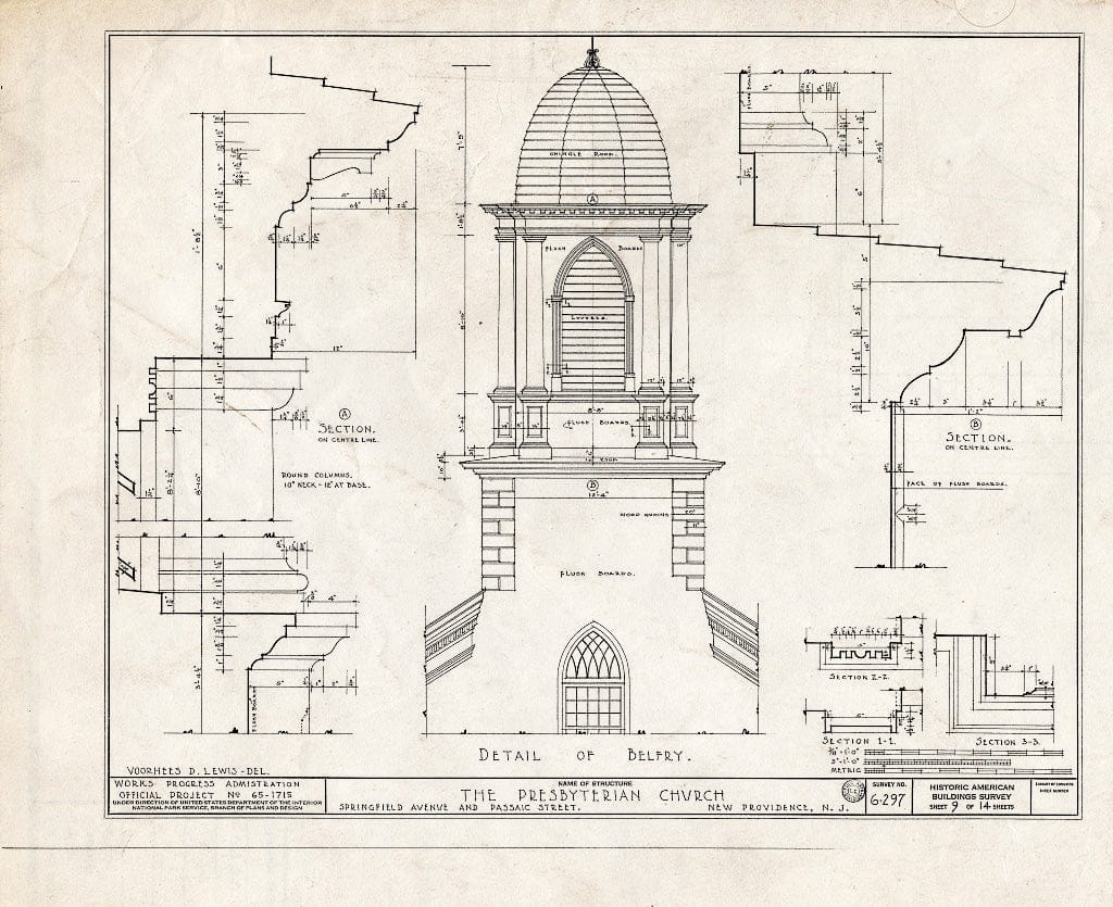 Blueprint HABS NJ,20-NEWP,1- (Sheet 9 of 14) - Presbyterian Church, Springfield Avenue & Passaic Street, New Providence, Union County, NJ