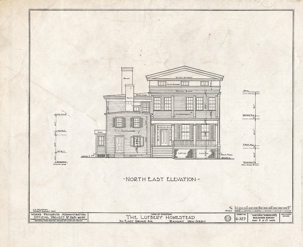 Blueprint HABS NJ,20-RAH,2- (Sheet 3 of 21) - Lufberry Homestead, 30 East Grand Avenue, Rahway, Union County, NJ