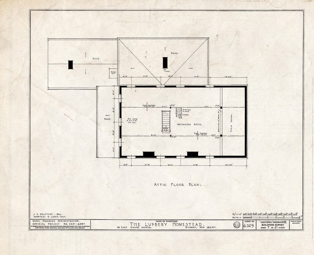 Blueprint HABS NJ,20-RAH,2- (Sheet 7 of 21) - Lufberry Homestead, 30 East Grand Avenue, Rahway, Union County, NJ