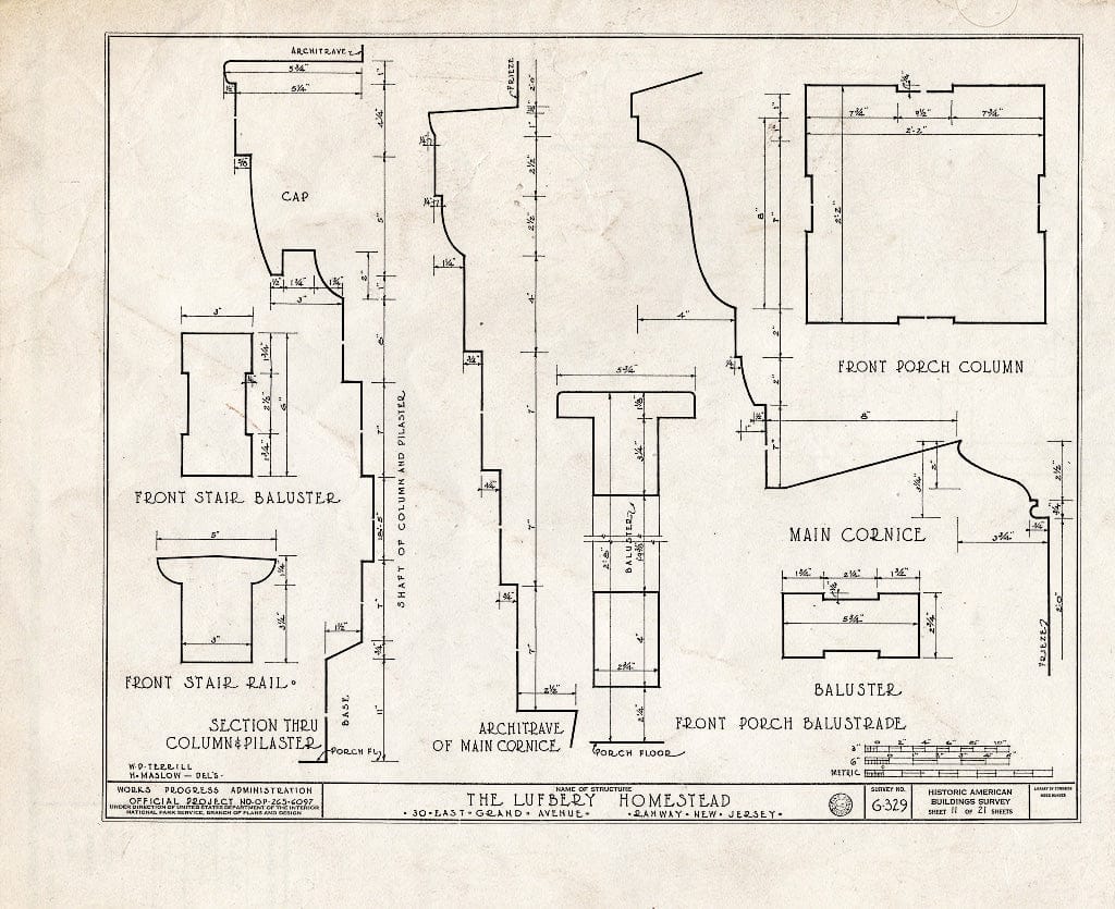 Blueprint HABS NJ,20-RAH,2- (Sheet 11 of 21) - Lufberry Homestead, 30 East Grand Avenue, Rahway, Union County, NJ