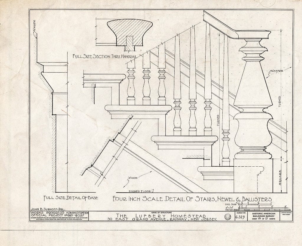 Blueprint HABS NJ,20-RAH,2- (Sheet 18 of 21) - Lufberry Homestead, 30 East Grand Avenue, Rahway, Union County, NJ