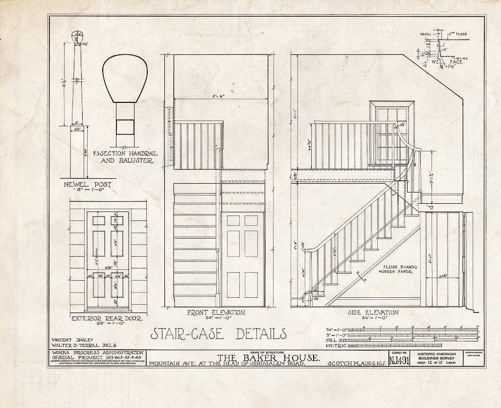 Blueprint HABS NJ,20-SCOPL,4- (Sheet 12 of 15) - Baker House, 2511 Mountain Avenue & Jerusalem Road, Scotch Plains, Union County, NJ