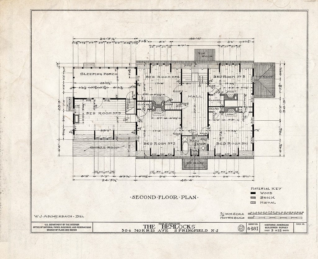 Blueprint HABS NJ,20-SPRIF,2- (Sheet 3 of 23) - Bonnel House, 504 Morris Avenue, Springfield, Union County, NJ