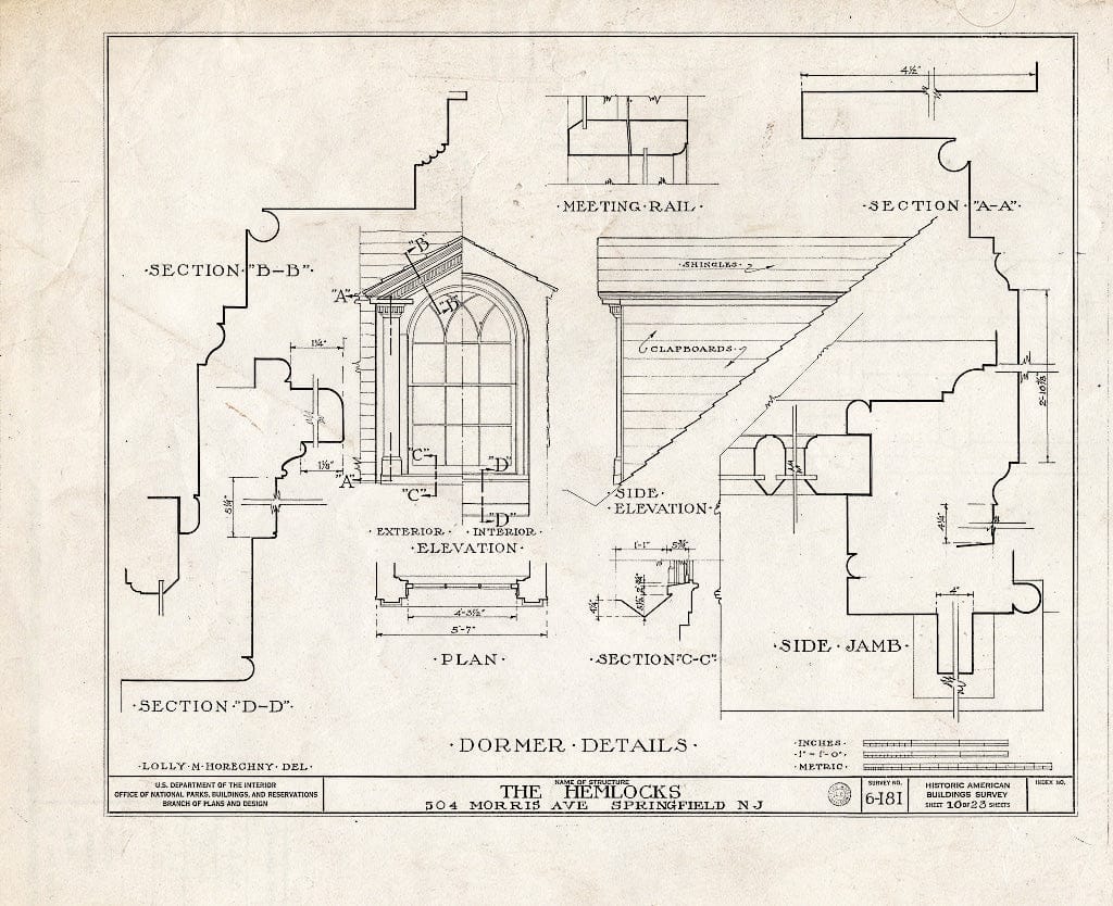 Blueprint HABS NJ,20-SPRIF,2- (Sheet 10 of 23) - Bonnel House, 504 Morris Avenue, Springfield, Union County, NJ