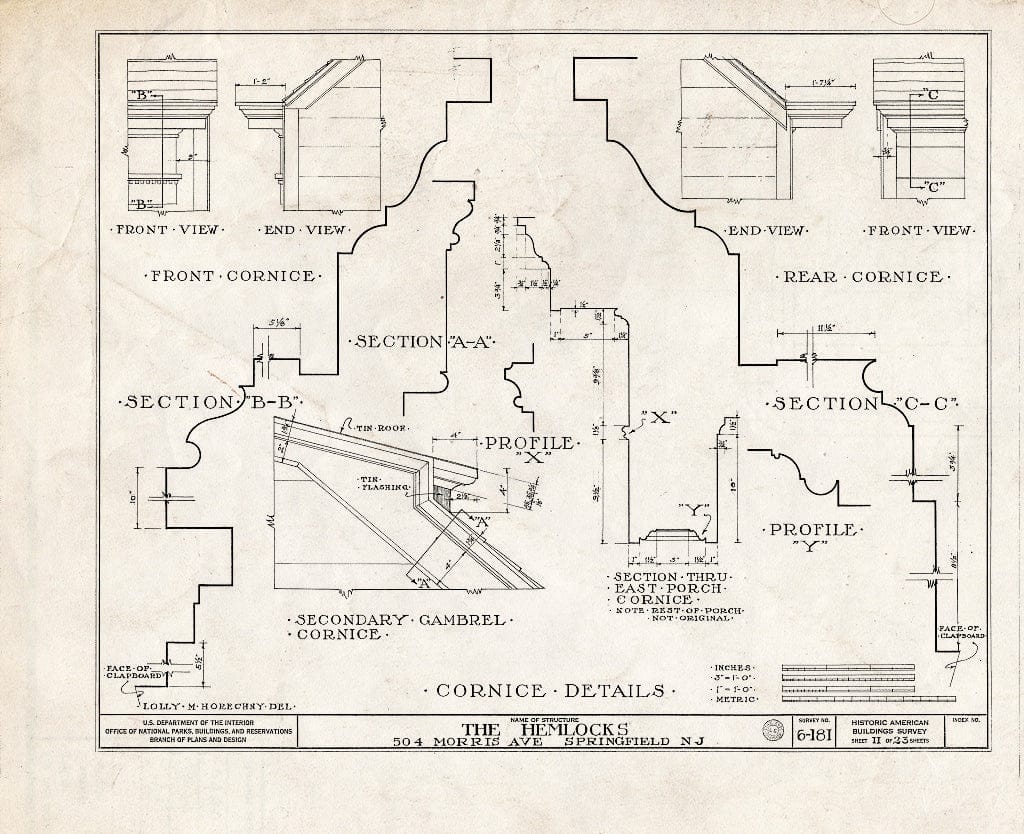 Blueprint HABS NJ,20-SPRIF,2- (Sheet 11 of 23) - Bonnel House, 504 Morris Avenue, Springfield, Union County, NJ