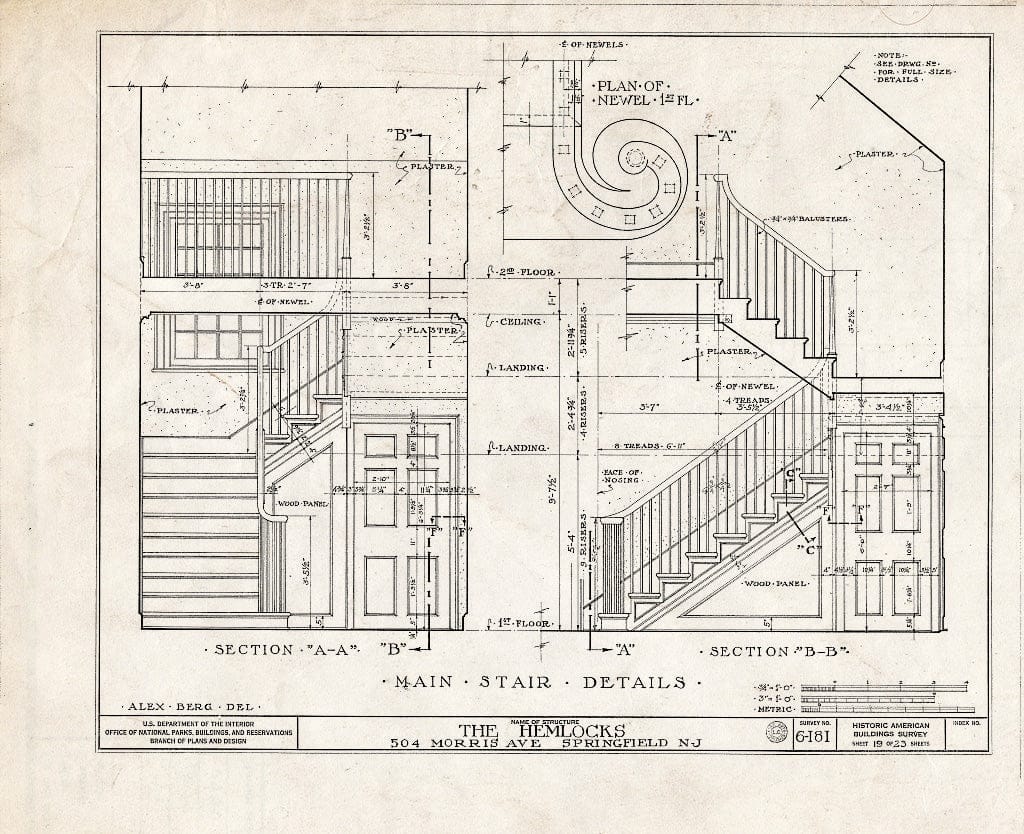 Blueprint HABS NJ,20-SPRIF,2- (Sheet 19 of 23) - Bonnel House, 504 Morris Avenue, Springfield, Union County, NJ