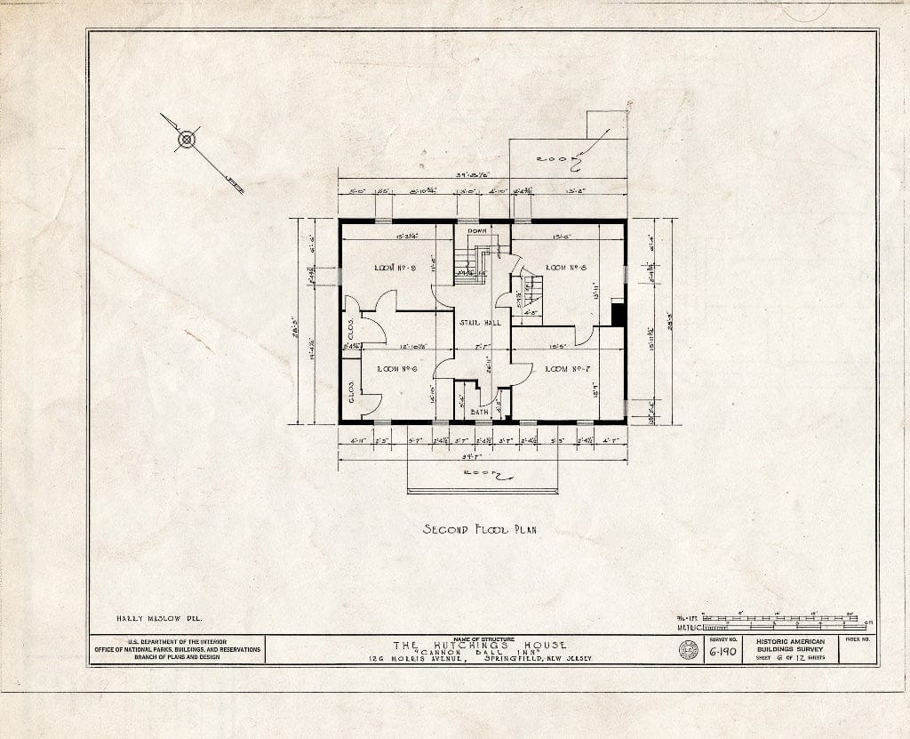 Blueprint HABS NJ,20-SPRIF,3- (Sheet 6 of 12) - Hutchings House, 126 Morris Avenue, Springfield, Union County, NJ