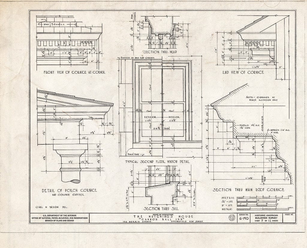 Blueprint HABS NJ,20-SPRIF,3- (Sheet 7 of 12) - Hutchings House, 126 Morris Avenue, Springfield, Union County, NJ