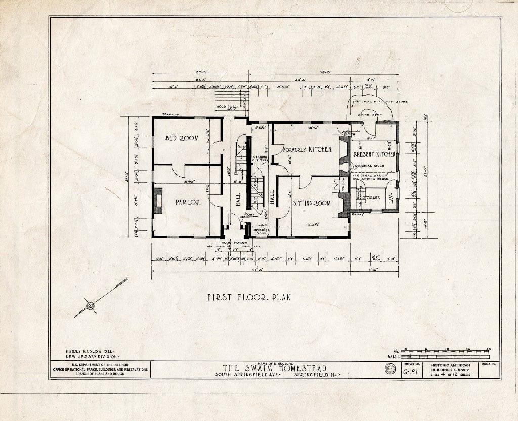 Blueprint HABS NJ,20-SPRIF,4- (Sheet 4 of 12) - Swaim Homestead, South Springfield Avenue, Springfield, Union County, NJ