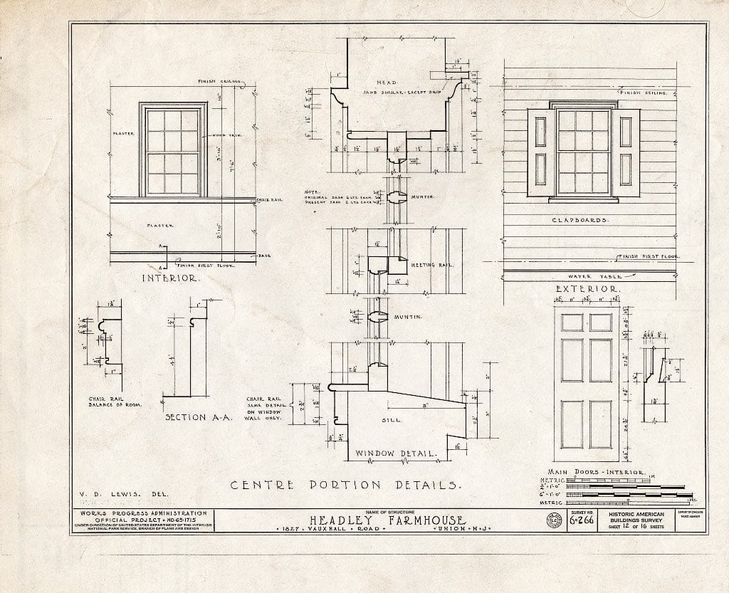 Blueprint HABS NJ,20-UNI,2- (Sheet 12 of 16) - Brandt-Headley Farm House, 1827 Vauxhall Road, Union, Union County, NJ